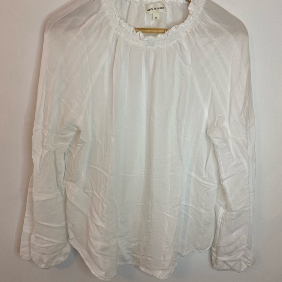 Anthropologie Cloth and Stone Textured White Off Shoulder Top - Picture 9 of 9